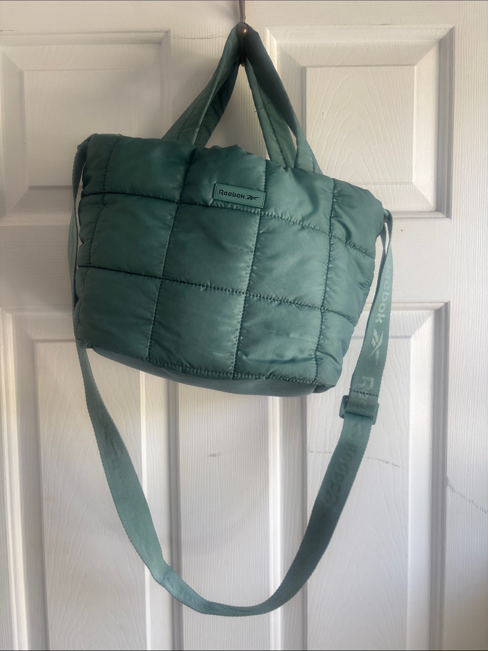 Reebok Quilted Shoulder Tote in Teal Green